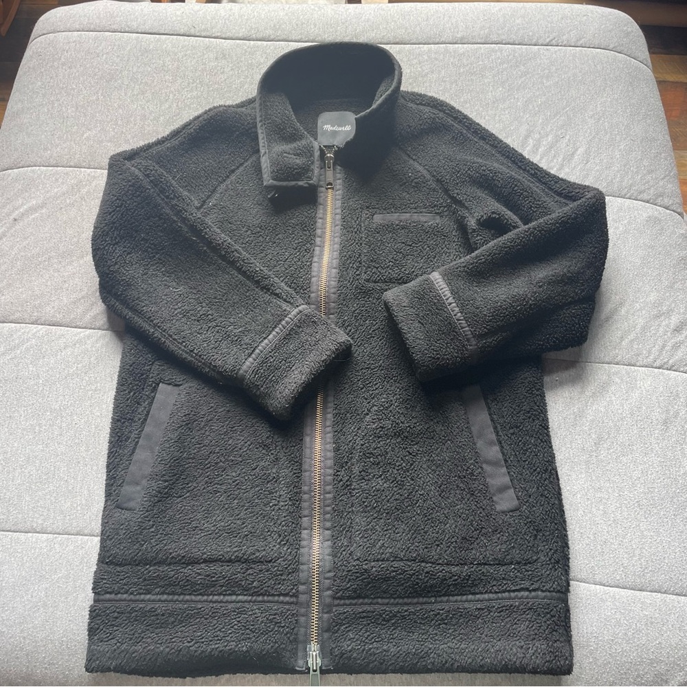 Women's Madewell Size Small Black‎ Fleece Zip Up
